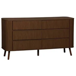 Commode 6 tiroirs. décor strié noyer. L 150 x P 45  H 80cmVendu parcdiscount