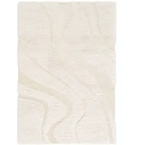 Tapis intérieur shaggy motif avec relief crème Amy 160x230cmVendu parbol