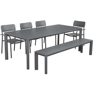 Table de jardin - SWEEEK - Ensemble 1 banc et 4 fauteuils - Aluminium ... pas cher
