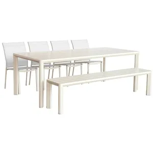 Table de jardin - SWEEEK - Ensemble 1 banc et 4 chaises - Aluminium - ... pas cher