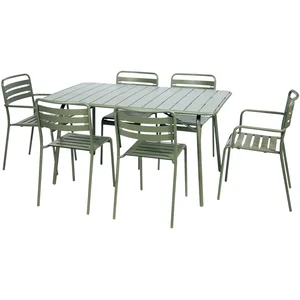 sweeek - Vouwbare metalen tuintafel 6 stoelen, waarvan 2 met armleunin... pas cher