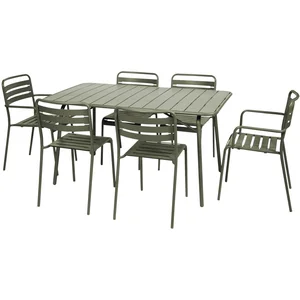 sweeek - Vouwbare metalen tuintafel 6 stoelen, waarvan 2 met armleunin... pas cher