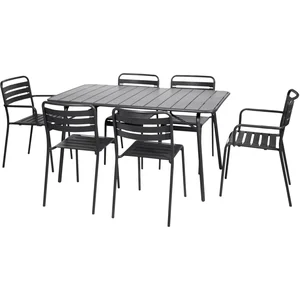 sweeek - Vouwbare metalen tuintafel 6 stoelen, waarvan 2 met armleunin... pas cher