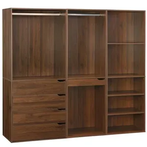 Kit dressing modulable - SWEEEK - Noyer - 200 x 45 x 180 cm - 3 élémen... pas cher