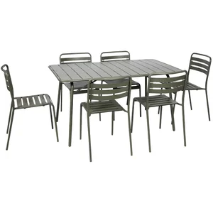 SWEEEK Table de jardin pliante métal 6 chaises. Amelia. kaki. 141.2 x 80 x 72.5cm pas cher