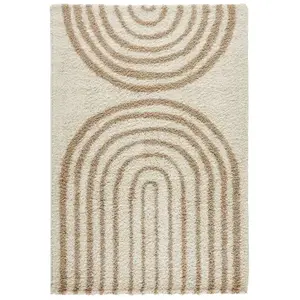 Tapis - SWEEEK - CHRIS - Shaggy - Beige - 120 x 160 cm - Motif géométr...Vendu parbol