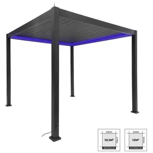 SWEEEK Pergola Bioclimatique électrique 3x3m anthracite. aluminium. à lames orientables avec éclairage LEDVendu parcdiscount