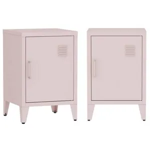 SWEEEK Lot de 2 tables de chevet en métal 1 porte. Rose. L 38 x P 38 x H 55.7 cm pas cher