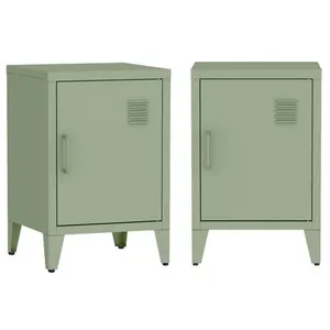 Table de chevet - SWEEEK - Lot de 2 - Métal - Vert - Style industriel - 1 porte pas cher