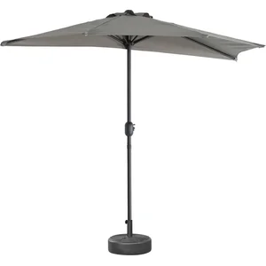 SWEEEK Demi-parasol de balcon Ø250cm   CALVI   droit. mât central en aluminium avec manivelle d’ouverture. toile kaki pas cher