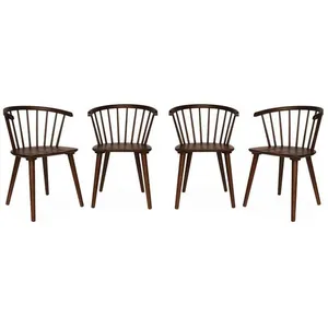 SWEEEK Lot de 4 chaises noyer à barreaux en bois et contreplaqué. Paula. L 51 x P 53 x H 75cm pas cher