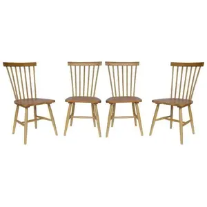 SWEEEK Lot de 4 chaises naturelles à barreaux en bois d'hévéa. ROMIE. L 50.8 x P 44.2 x H 90cmVendu parcdiscount
