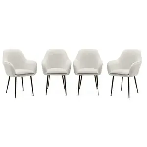 SWEEEK Fauteuil bouclette et pieds métal (lot de 4) pas cher