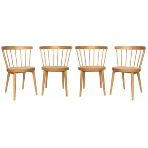SWEEEK Lot de 4 chaises naturelles en bois et cannage. Nora. L 53 x P 53.5 x H 76cm pas cher