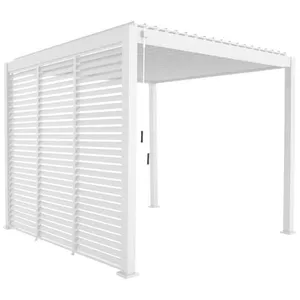 SWEEEK Pergola bioclimatique aluminium 3x3 m V2 lames orientables + 3 persiennes TRIOMPHE blanc