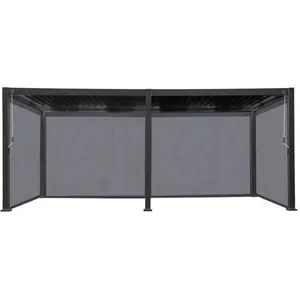 SWEEEK Pergola bioclimatique en aluminium. lames orientables 3x6m + 4 stores 3m TRIOMPHE anthracite pas cher
