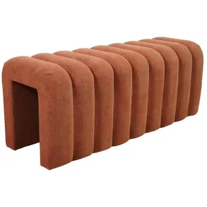 SWEEEK Banc. bout de lit blanc contemporain en tissu orange pas cher