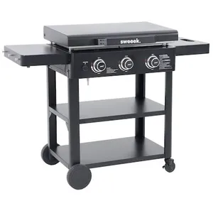 Plancha gaz 3 brûleurs acier inoxydable 12kW avec chariot