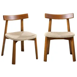 SWEEEK Lot de 2 chaises scandinaves en bois dhévéa effet noyer et assi... pas cher