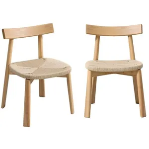 SWEEEK Lot de 2 chaises scandinaves en bois dhévéa naturel et assise e... pas cher