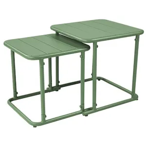 SWEEEK Table gigogne extérieure carrée en acier 45cm vert - Amélia pas cher