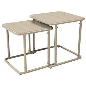 SWEEEK Table gigogne extérieure carrée en acier 45cm beige - Amélia pas cher