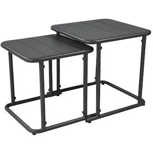 SWEEEK Table gigogne extérieure carrée en acier 45cm anthracite - Amélia pas cher