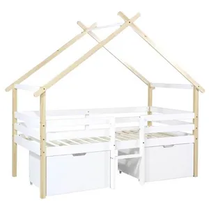 SWEEEK Lit enfant 90 x 190 cm bois de pin sommier à lattes inclus et 2... pas cher