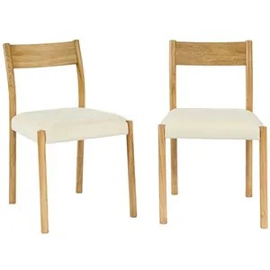 SWEEEK Lot de 2 chaises bohème bois dhévéa naturel et tissu. L 49.5 x ... pas cher