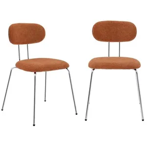 SWEEEK 2 chaises décor bois courbé teinté noyer et tissu déperlant ter... pas cher