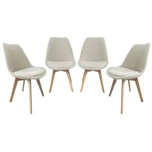 SWEEEK Lot de 4 chaises scandinaves revêtement bouclette texturée blan... pas cher