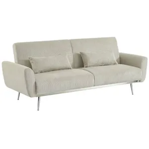 SWEEEK Canapé convertible design en velours côtelé gris clair - Oskar ... pas cher