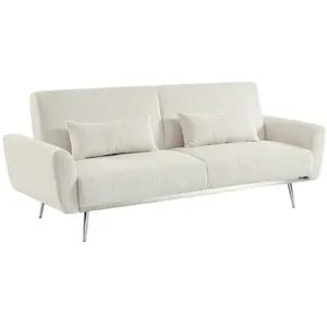 SWEEEK Canapé convertible design en velours côtelé blanc - Oskar - 3 p... pas cher