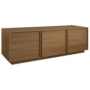 SWEEEK Meuble TV décor bois noyer 3 portes L 140 x P 43 x H 45cm - Kuba pas cher