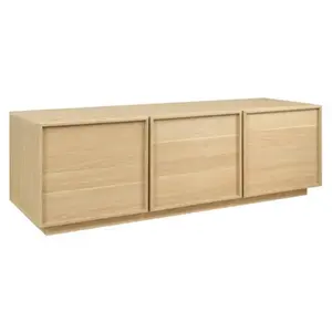 SWEEEK Meuble TV décor bois naturel 3 portes L 140 x P 43 x H 45cm - Kuba pas cher