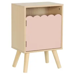 SWEEEK Table de chevet enfant décor bois rose 1 porte. pieds bois de p... pas cher
