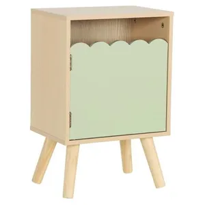 SWEEEK Table de chevet enfant décor bois vert 1 porte. pieds bois de p... pas cher