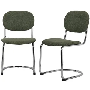 SWEEEK Lot de 2 chaises cantilever arrondie métal. bouclette texturée ... pas cher