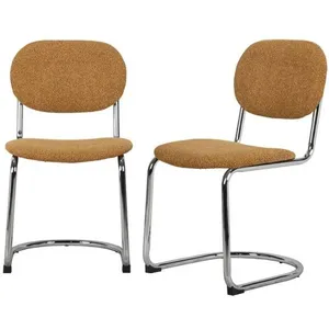 SWEEEK Lot de 2 chaises cantilever arrondie métal. bouclette texturée ... pas cher