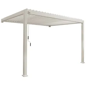 SWEEEK Pergola bioclimatique aluminium beige adossée lames orientables...Vendu parcdiscount