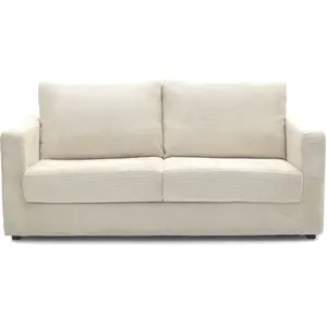 HOMIFAB Canapé Convertible Semi-Express 3 Places En Velours Côtelé Beige pas cher