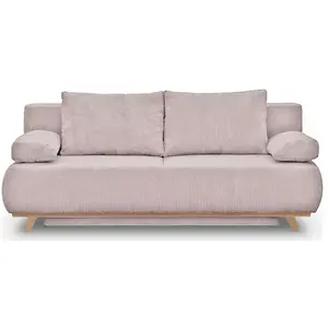 HOMIFAB Canapé convertible 3 places avec coffre de rangement en velours côtelé rose pâle - Laria New pas cher