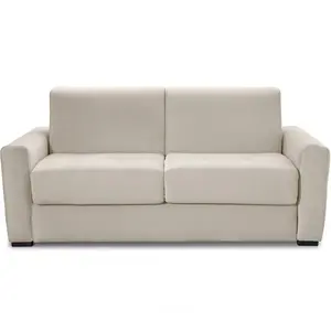 HOMIFAB Canapé convertible 3 places en velours crème - ouverture expre...