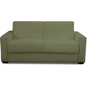 HOMIFAB Canapé convertible 3 places en tissu bouclette vert kaki - ouverture express - Andrea pas cher