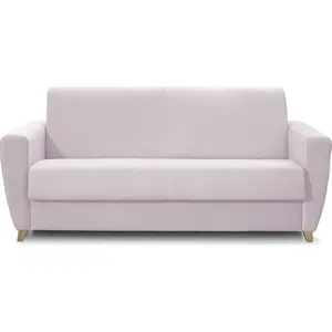 HOMIFAB Canapé convertible 3 places en velours rose pâle - ouverture express - Leandro pas cher