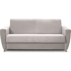 HOMIFAB Canapé convertible 3 places en velours taupe - ouverture express - Leandro pas cher