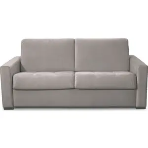 HOMIFAB Canapé convertible 3 places en velours taupe - ouverture express - Paloma