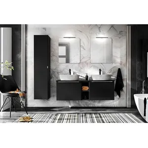 Meuble Salle de Bain - OTITEC - Bold Black - 160 cm - Double Vasque - ... pas cher