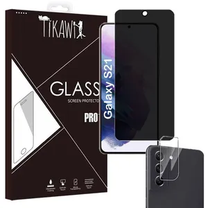 Tikawi x2 Verre trempé Anti Espion Samsung S21 (6.1") [1 Ecran + 1 Caméra] Résistance 9H Protection Avant + Arrière [Anti-traces]Vendu parcdiscount
