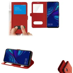 IPOMCASE Coque Etui Housse HUAWEI P SMART 2019 -Décrochage Appel -Rouge pas cher